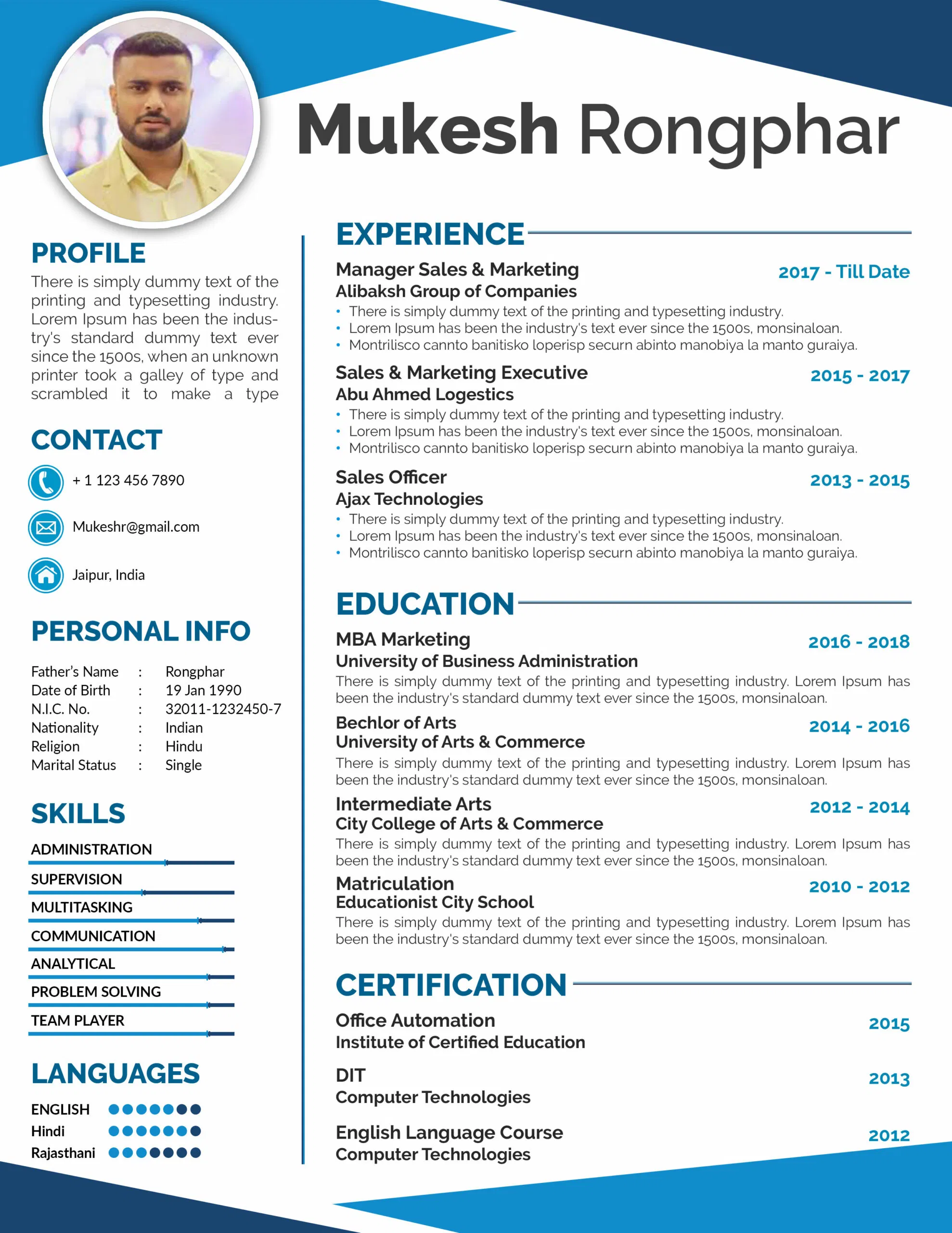 Brixol Premium Resume Template Preview 1